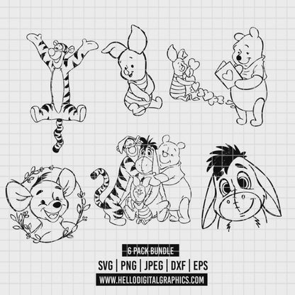 COD3559 - Baby characters from Winnie the Pooh and Friends pack bundle, Disney clipart Svg, Png, Eps, Dxf, Jpeg, vector.