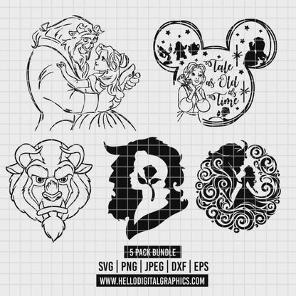 COD2131 - Beauty and the best bundle, Disney clipart Svg, Png, Eps, Dxf, Jpeg, vector.