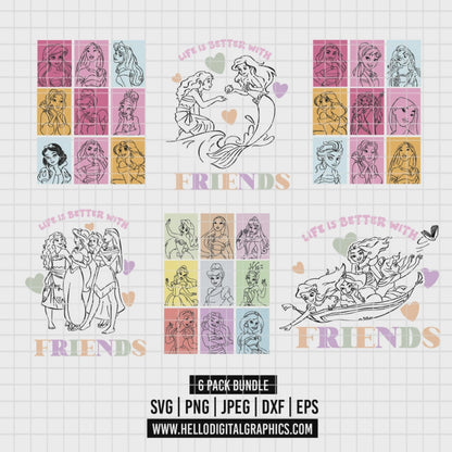 COD3481 - Disney princess pack bundle, Disney princess clipart Svg, Png, Eps, Dxf, Jpeg, vector.