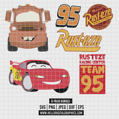 COD2135 - Cars bundle, Disney clipart Svg, Png, Eps, Dxf, Jpeg, vector.