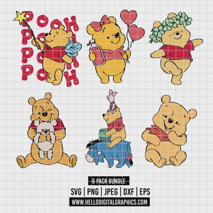 COD3553 - Baby Winnie the Pooh and Eeyore pack bundle, Disney clipart Svg, Png, Eps, Dxf, Jpeg, vector.