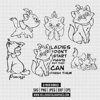 COD2549 - Kitten Marie, The aristocats pack bundle, Disney clipart Svg, Png, Eps, Dxf, Jpeg, vector.