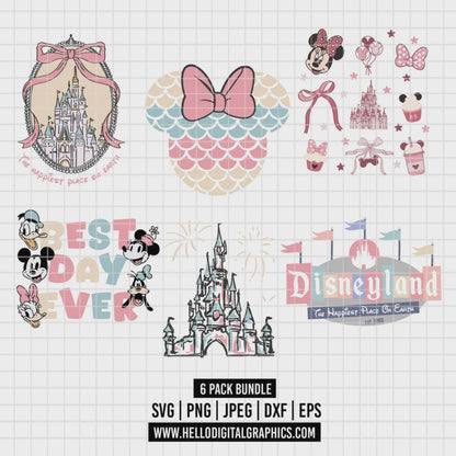 COD2510 - Disneyland trips pack bundle, Disney trips clipart Svg, Png, Eps, Dxf, Jpeg, vector.